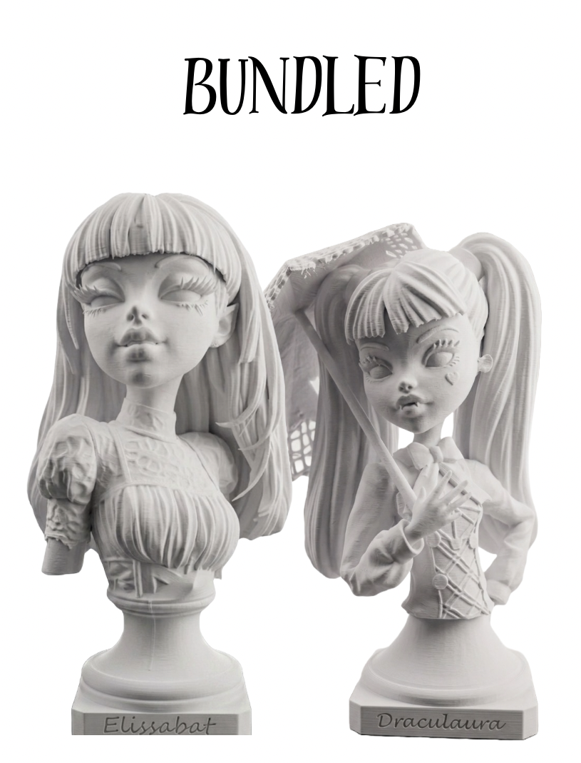 BUNDLED: Elissabat + Draculaura 3D Printed Statues